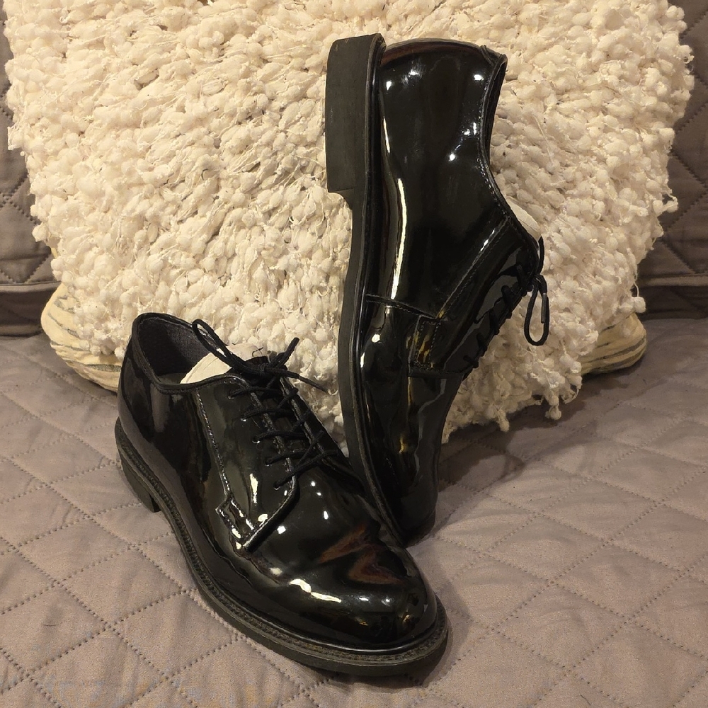 Bates Mens Black High Gloss Patent Leather Oxford Dress Shoes